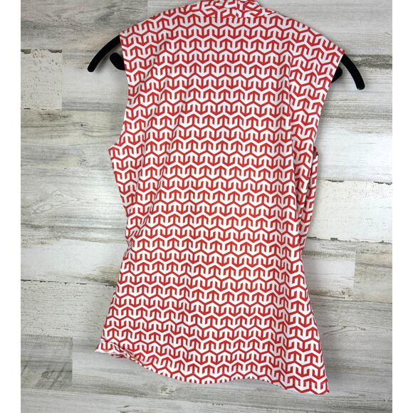 J. McLaughlin Womens Large White Coral Geo Print Catalina Wrap Tank Top - Picture 2 of 5